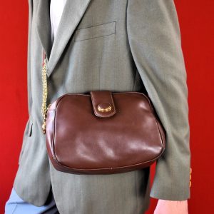 Timeless Treasure Vintage 80s Leather Shoulder Bag with Golden Chain