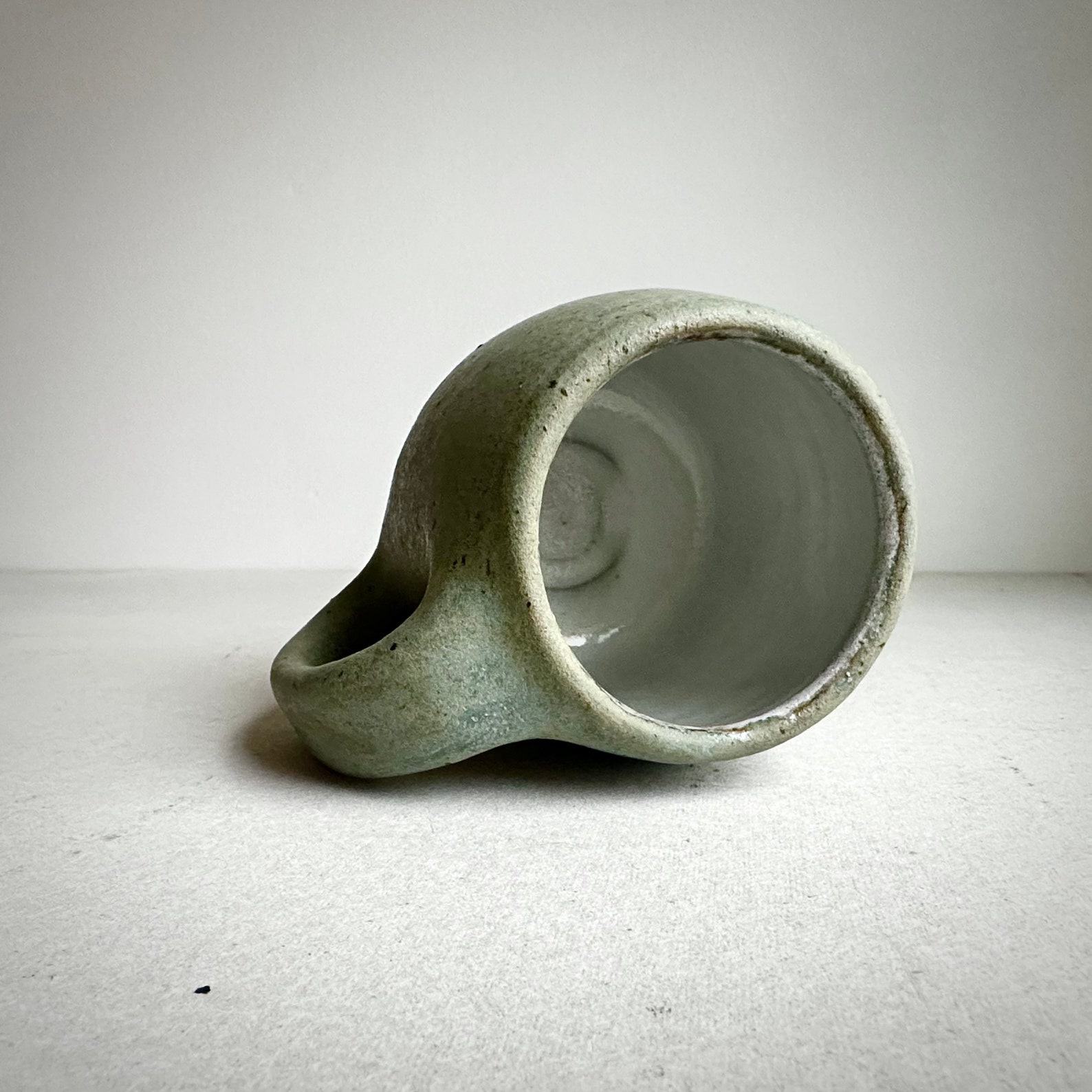 Timeless Treasures Handcrafted Aged Green Ceramic Mug for Your Daily Ritual