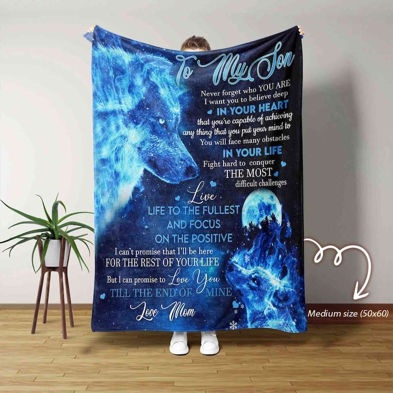 To My Son A Wolf’s Embrace Blanket for Unbreakable Bonds