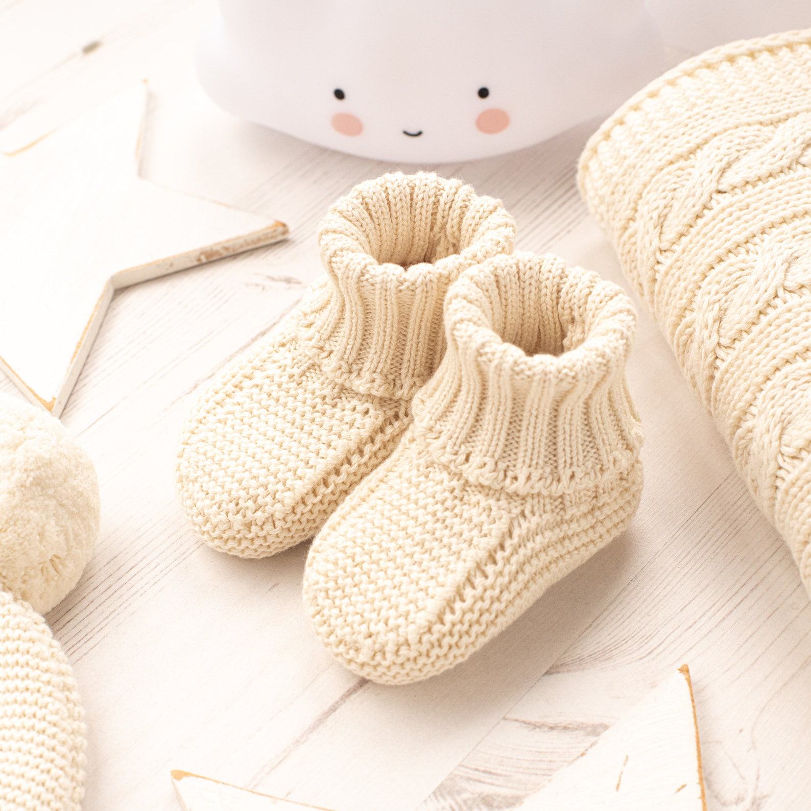 Toffee Moon Cream Personalized Baby Blanket, Cardigan, and Accessory Item Set with Toy Bunny