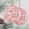 Toile De Juoy Ceramic Ornament Set Classic Red and White French Country Christmas Decor