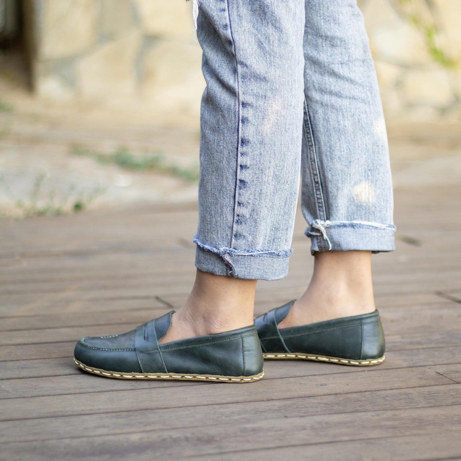 Toledo Green Leather Grounding Shoes for Women | Barefoot Comfort & Earth Connection