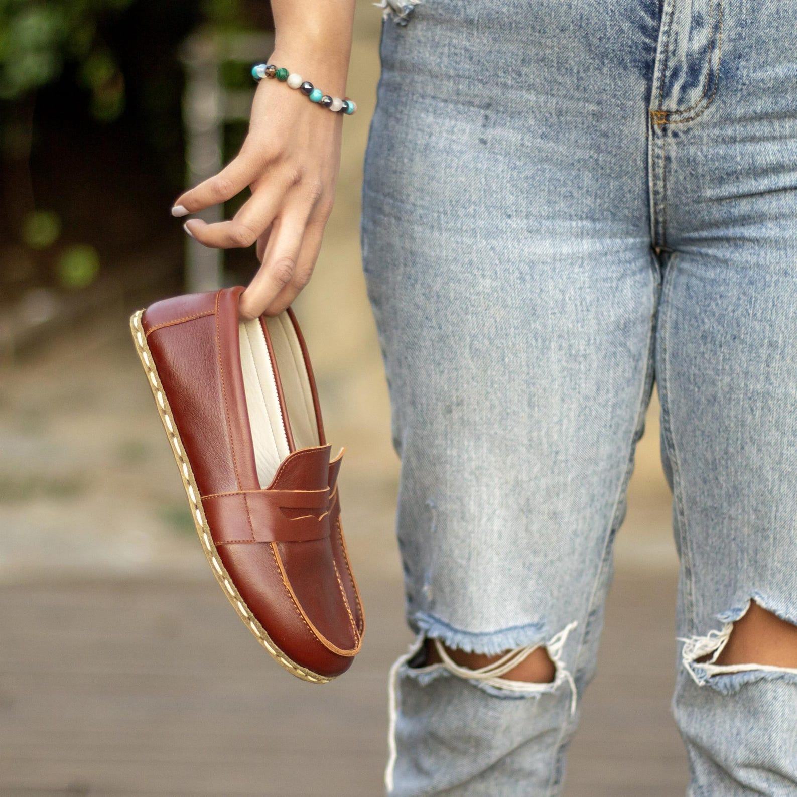 Tornado Brown Leather Grounding Shoes for Women | Earthing Barefoot Comfort