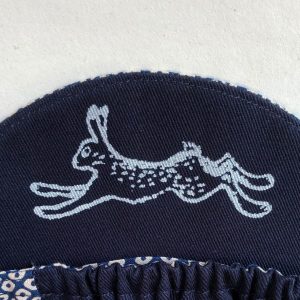 Tortoise and Hare Cycling Cap Japanese Cotton, Handmade, Four-Panel, Navy Seigaiha Wave Pattern