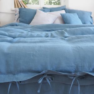 Tranquil Nights with Azure Linen Indulge in the Comfort of Blue Linen Bedding