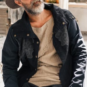 Tribal Tapestry Coat Embroidered Boho Cardigan for Men