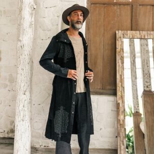 Tribal Tapestry Coat Embroidered Boho Cardigan for Men