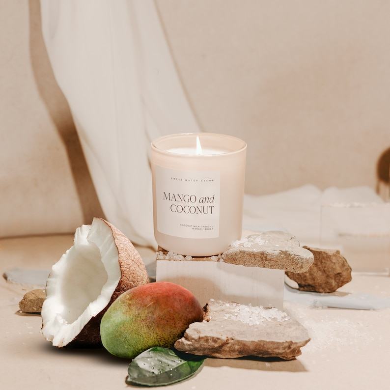 Tropical Escape Mango and Coconut Soy Candle – Summer’s Sweet Embrace