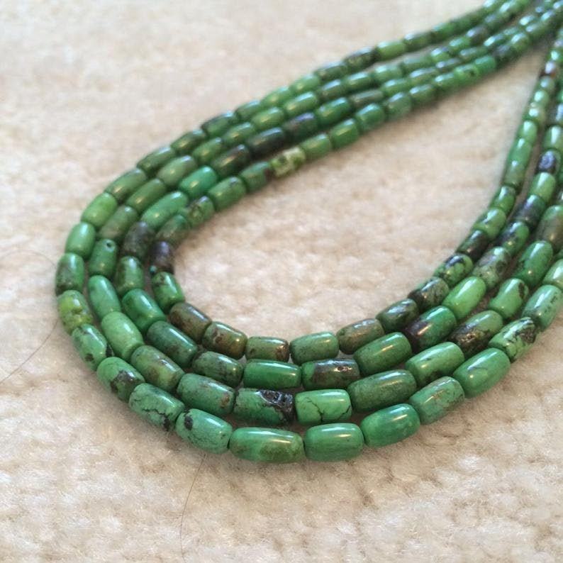 Turquoise Barrel Beads 5x8mm, Mojave Green and Bright Green, 16-Inch Strand