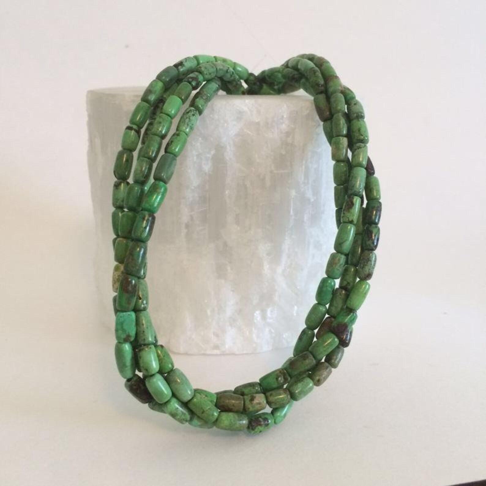 Turquoise Barrel Beads 5x8mm, Mojave Green and Bright Green, 16-Inch Strand