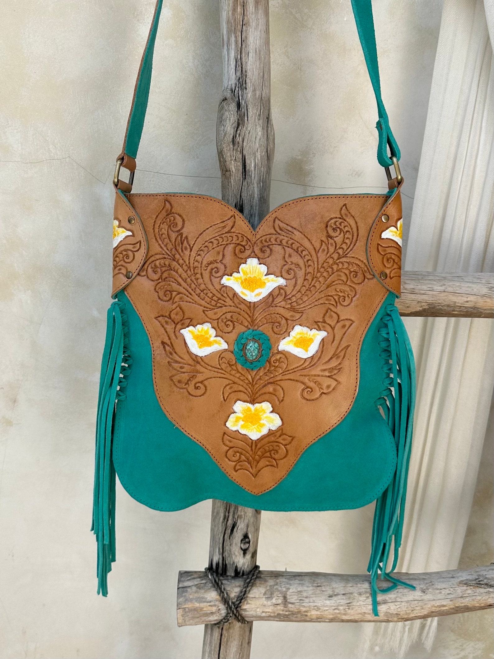 Turquoise Fringe Purse Bohemian Western Festival Bag for a Touch of Southwest Style - Image 3