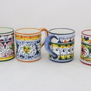 Tuscan Treasures Vibrant Geometric Italian Ceramic Mugs (Set of 4)