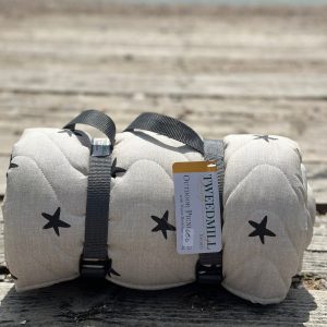 Tweedmill Newbury Quilted Picnic Blanket Waterproof, Cotton, UK-Made, Neutral Stars