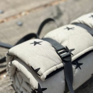 Tweedmill Newbury Quilted Picnic Blanket Waterproof, Cotton, UK-Made, Neutral Stars