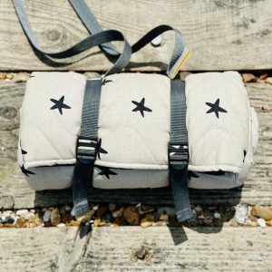 Tweedmill Newbury Quilted Picnic Blanket Waterproof, Cotton, UK-Made, Neutral Stars