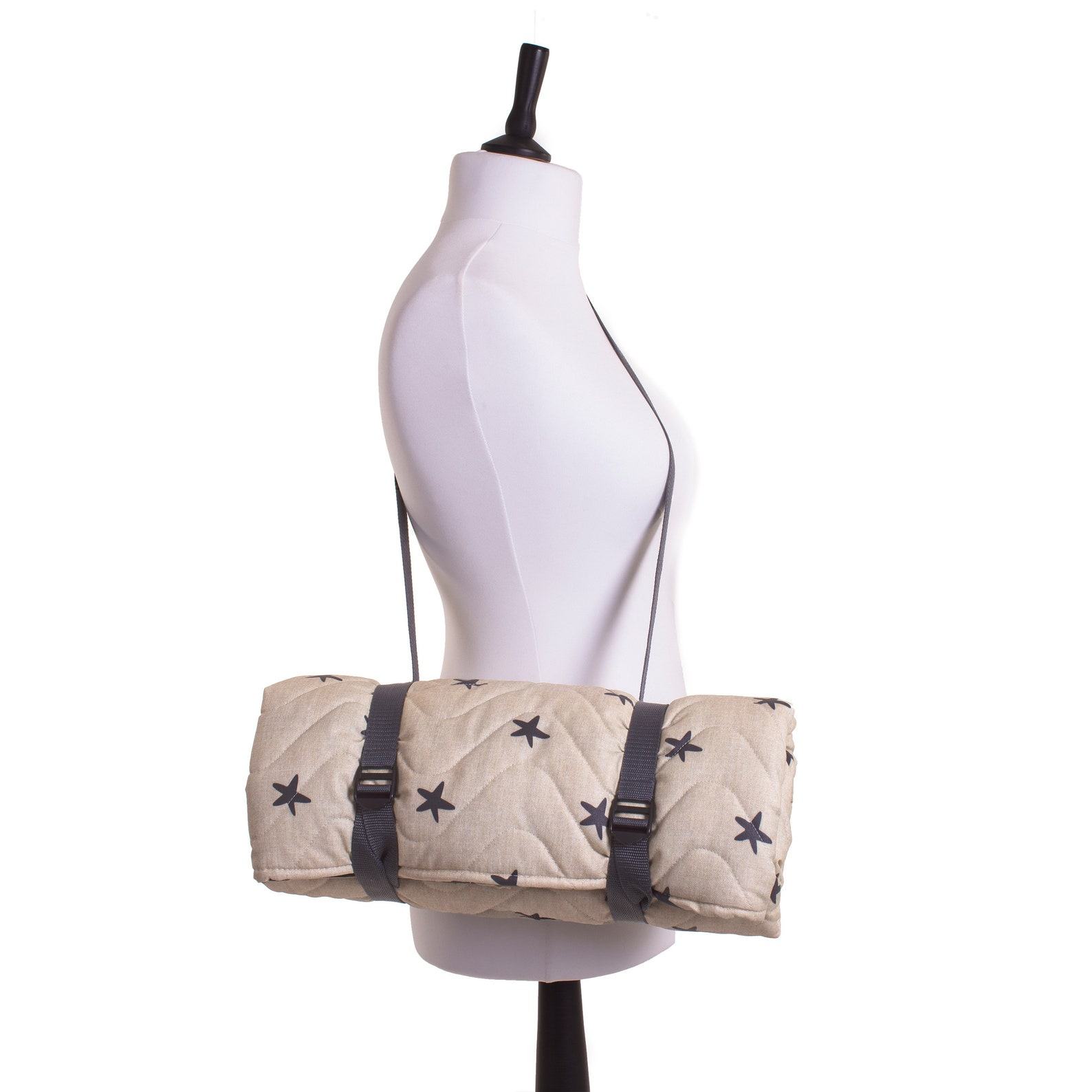 Tweedmill Newbury Quilted Picnic Blanket Waterproof, Cotton, UK-Made, Neutral Stars