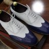 Two-Tone Wingtip Brogues  Handmade Leather Dress Shoes for Men