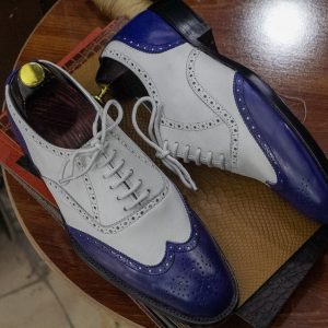 Two-Tone Wingtip Brogues  Handmade Leather Dress Shoes for Men