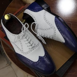 Two-Tone Wingtip Brogues  Handmade Leather Dress Shoes for Men