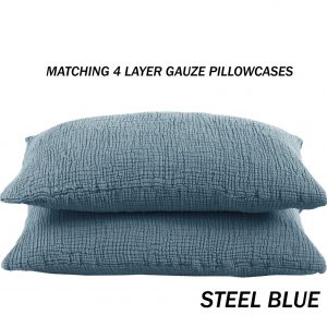 Ultra-Soft 4-Layer Gauze Throw Pure Cotton Comfort in Steel Blue