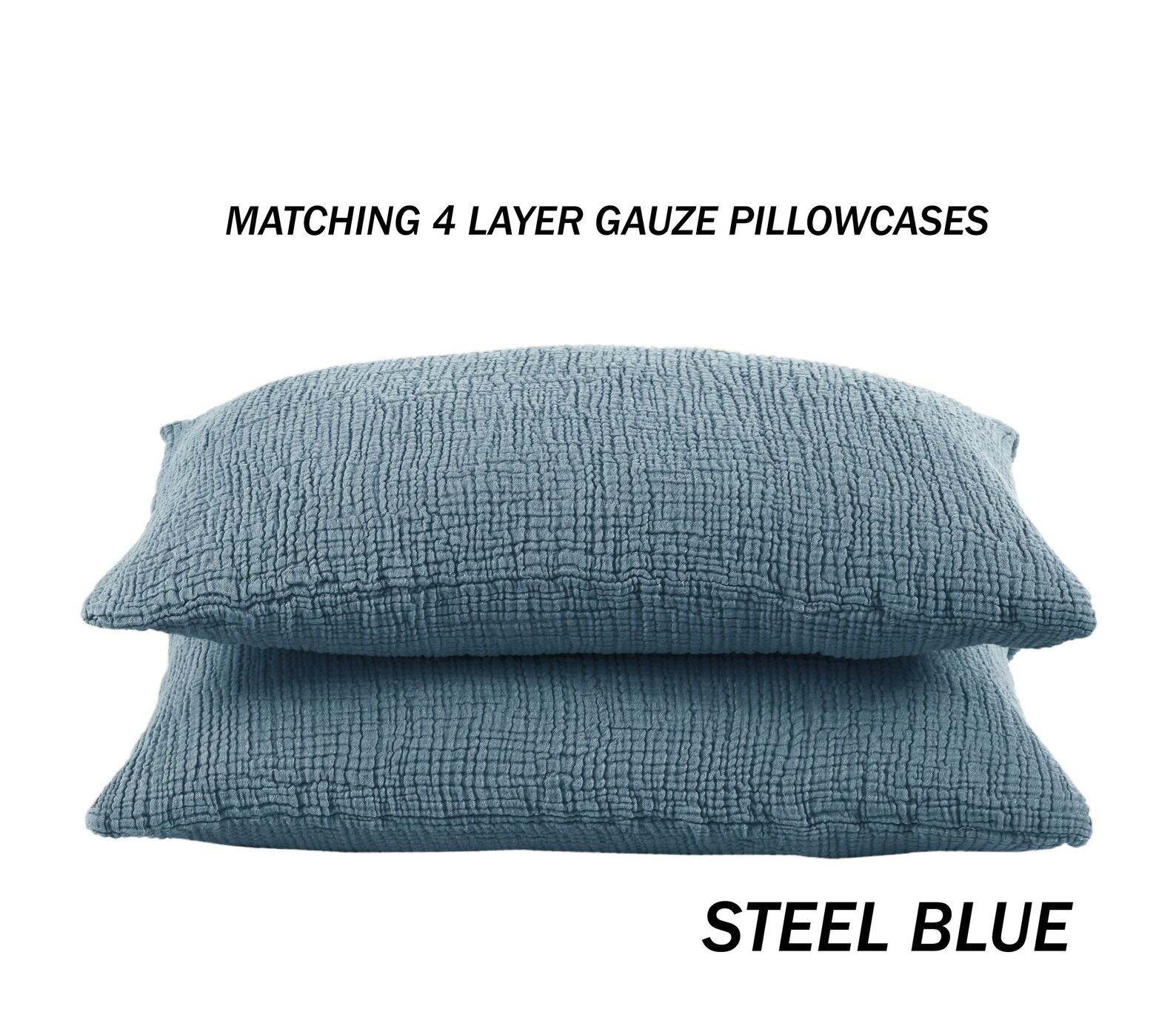 Ultra-Soft 4-Layer Gauze Throw Pure Cotton Comfort in Steel Blue - Image 4