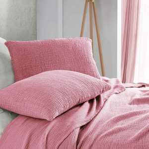 Ultra-Soft Rose Cotton Gauze Throw Year-Round Comfort and Breathability