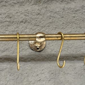 Unlacquered Brass Wall-Mounted Pot Rack with Hooks Elevate Your Kitchen with Timeless Elegance