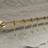 Unlacquered Brass Wall-Mounted Pot Rack with Hooks Elevate Your Kitchen with Timeless Elegance