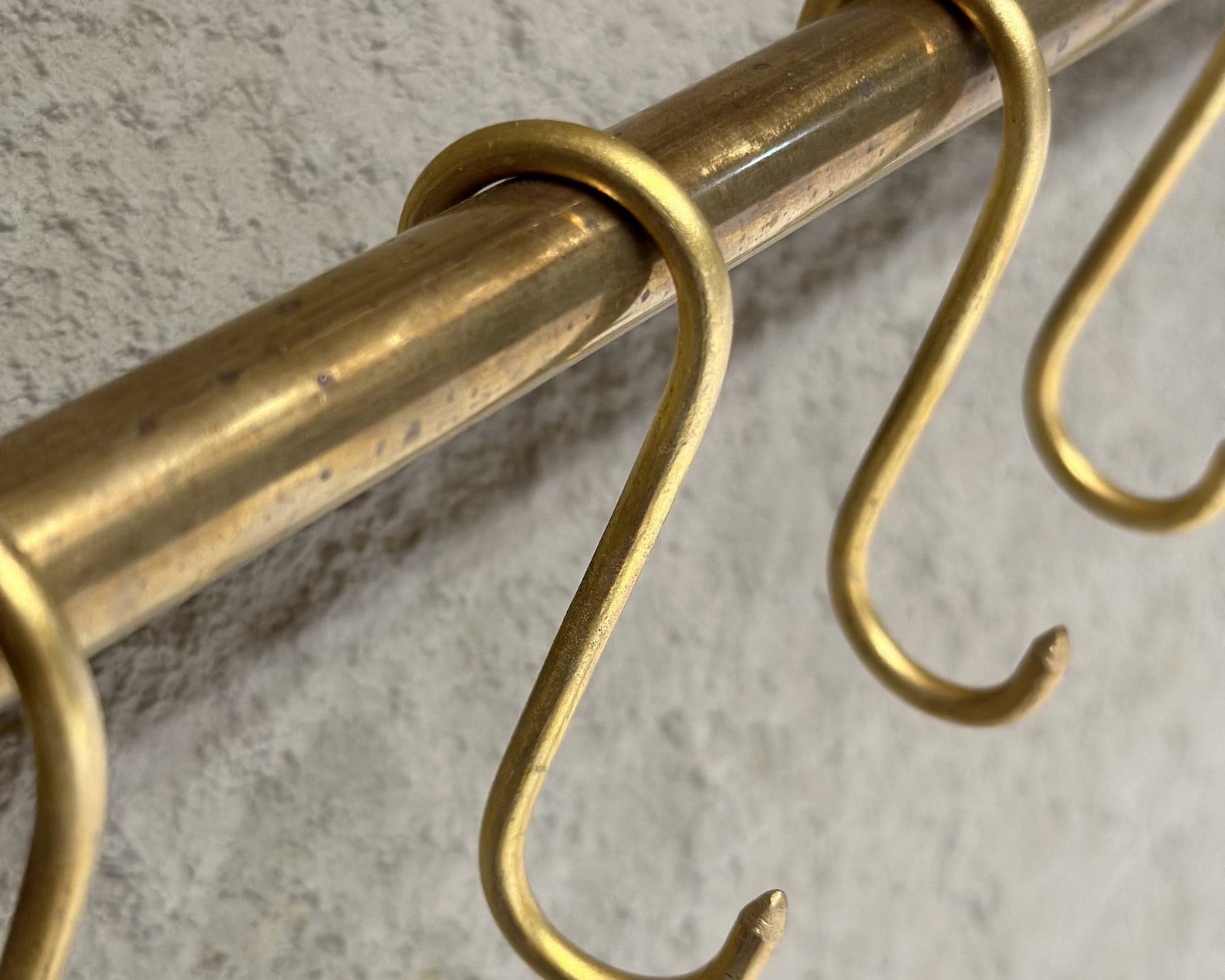 Unlacquered Brass Wall-Mounted Pot Rack with Hooks Elevate Your Kitchen with Timeless Elegance - Image 6