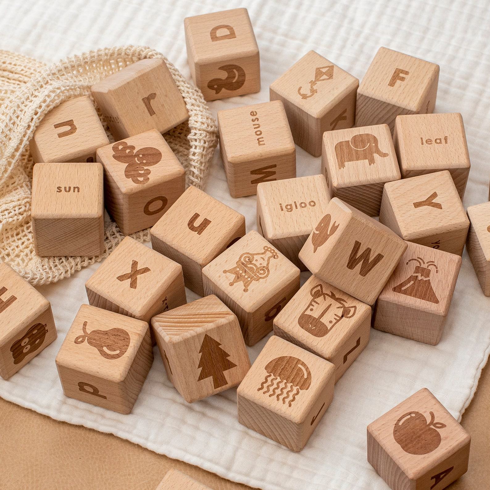 Unleash Creativity Natural Wooden Letter Blocks for Personalized Play and Learning