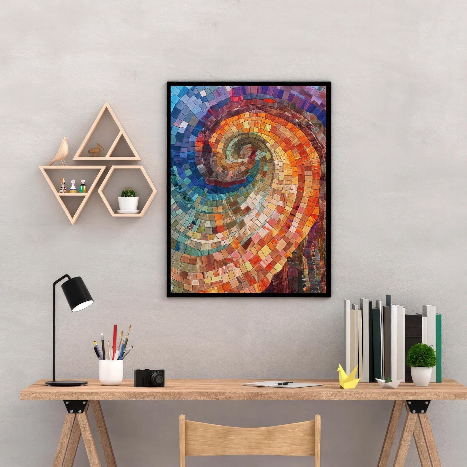 Unleash the Enigma Wood Spiral Abstract Art Poster – A Modern Masterpiece for Discerning Decorators