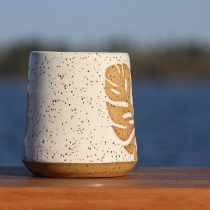 Unleash the Tropics Handcrafted Monstera Leaf Mug by Salt of the Earth Pottery