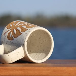Unleash the Tropics Handcrafted Monstera Leaf Mug by Salt of the Earth Pottery