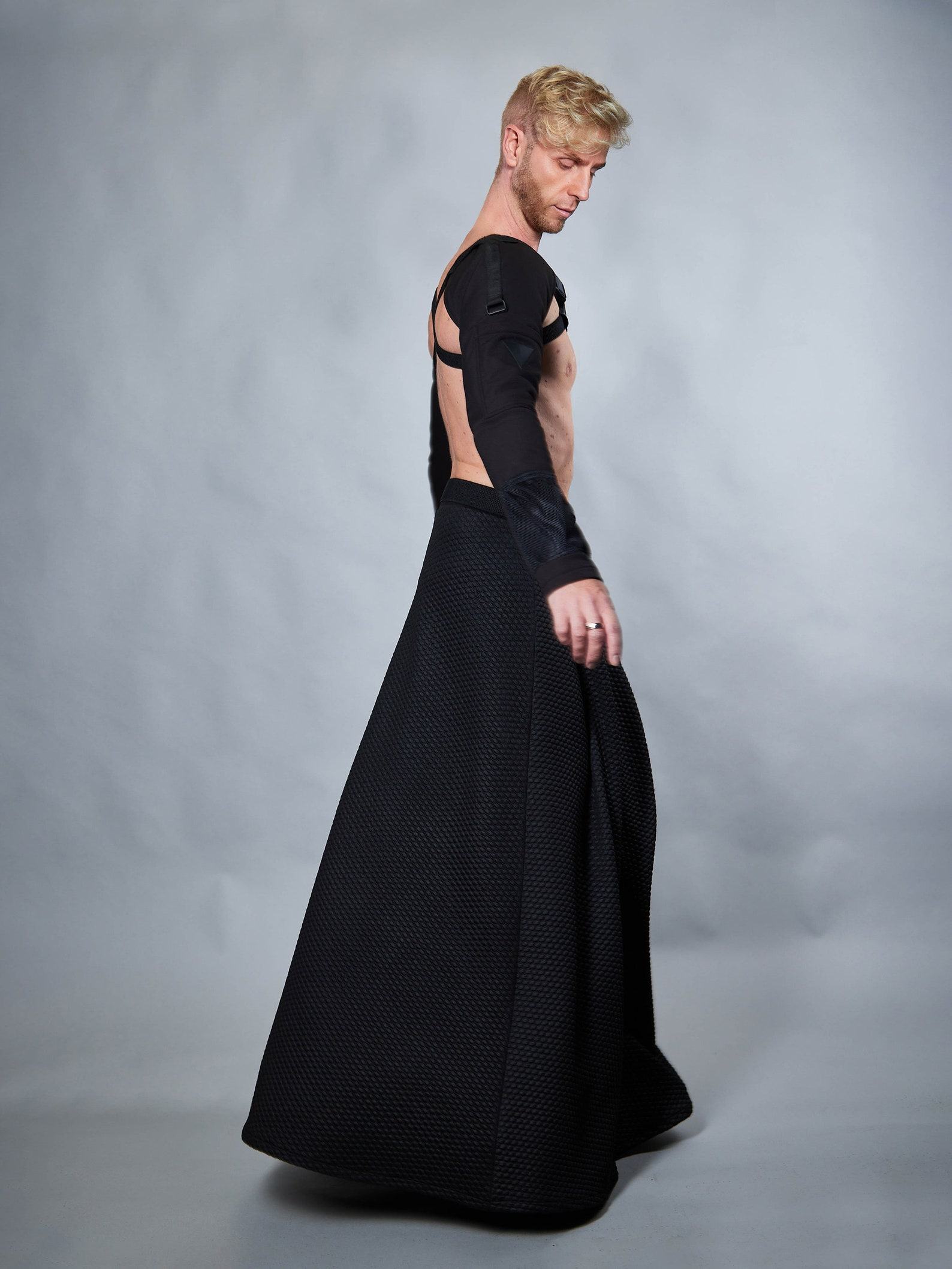 Unleash Your Cyberpunk Edge SK-C’s Maxi Skirt with Hidden Pocket and Adjustable Waistband - Image 4