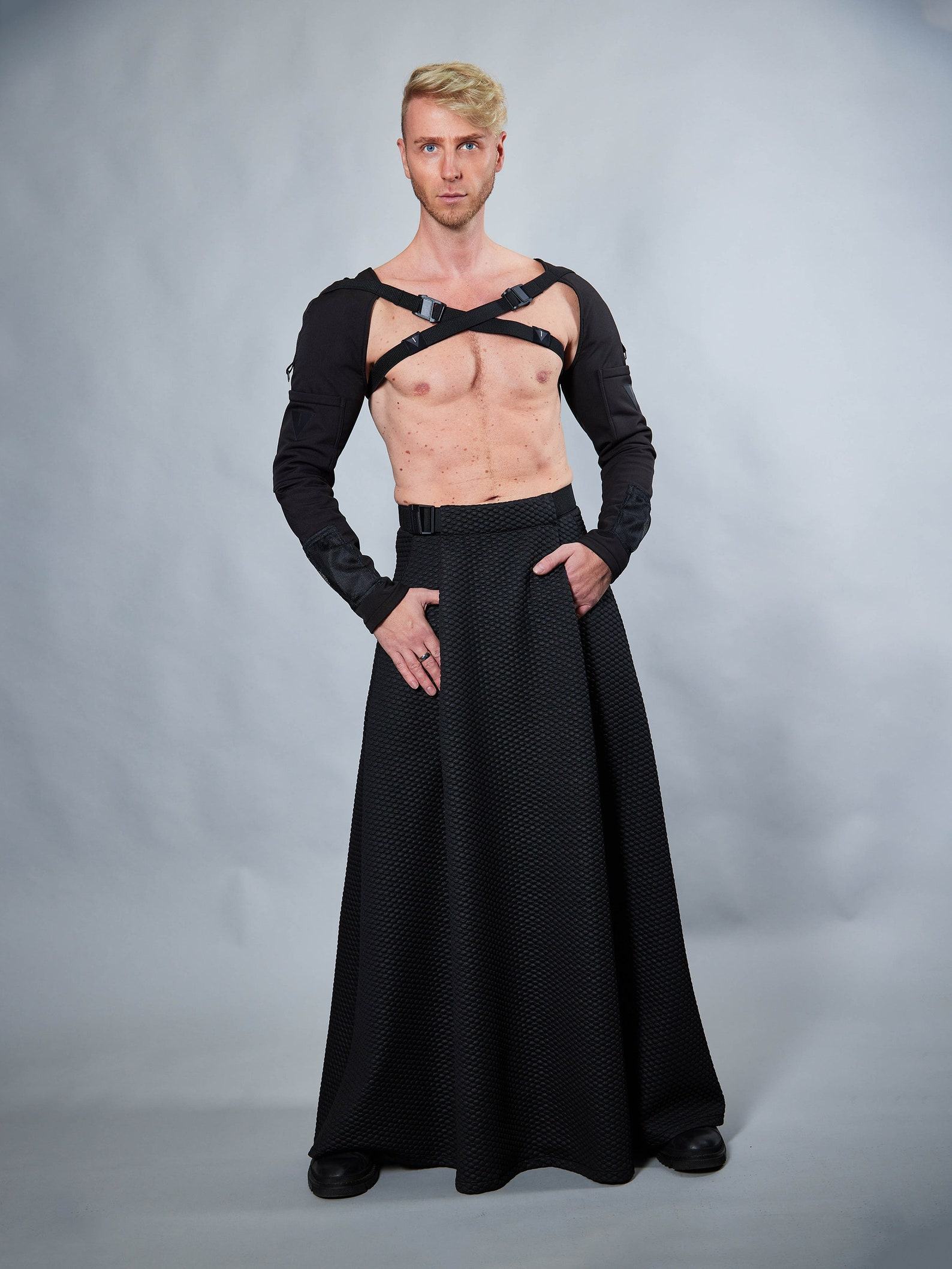 Unleash Your Cyberpunk Edge SK-C’s Maxi Skirt with Hidden Pocket and Adjustable Waistband - Image 6