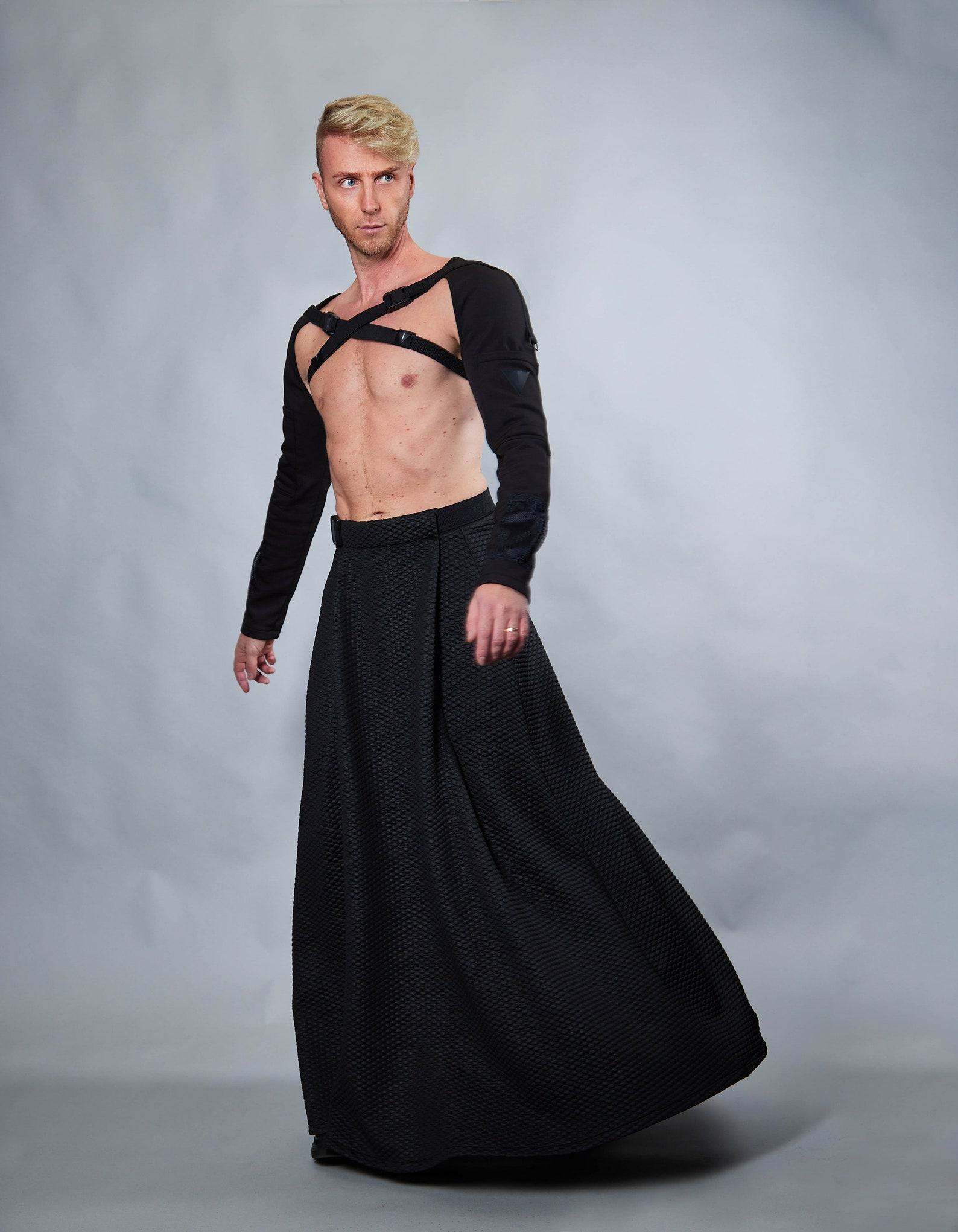 Unleash Your Cyberpunk Edge SK-C’s Maxi Skirt with Hidden Pocket and Adjustable Waistband - Image 2