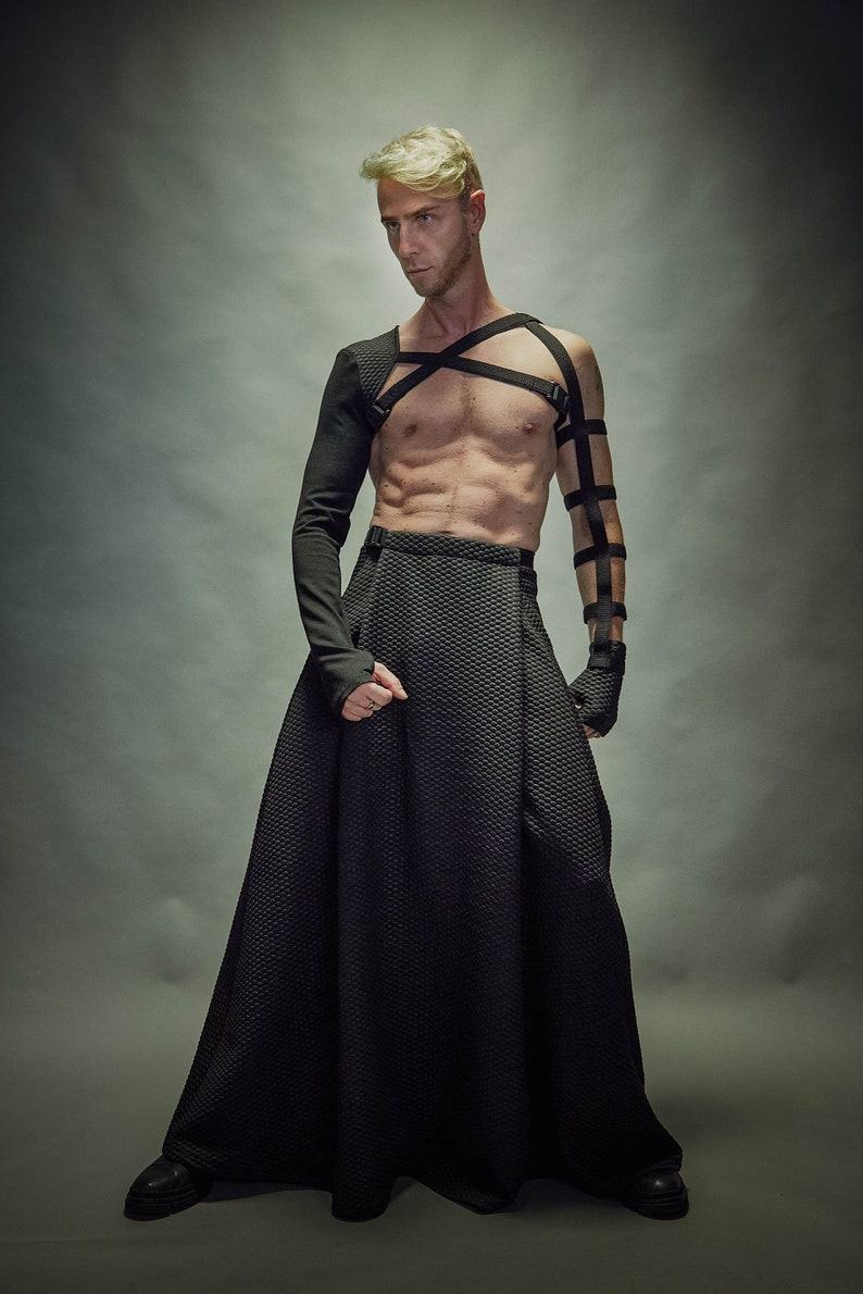 Unleash Your Cyberpunk Edge SK-C’s Maxi Skirt with Hidden Pocket and Adjustable Waistband
