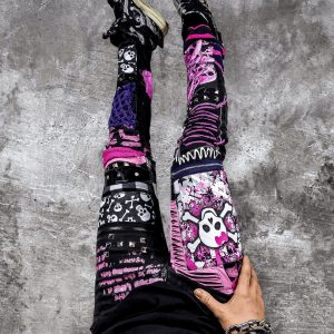 Unleash Your Dark Side Custom Goth Punk Skull Metal Y2K Emo Harajuku Kawaii Rock Crust Festival Pants