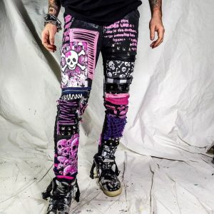 Unleash Your Dark Side Custom Goth Punk Skull Metal Y2K Emo Harajuku Kawaii Rock Crust Festival Pants