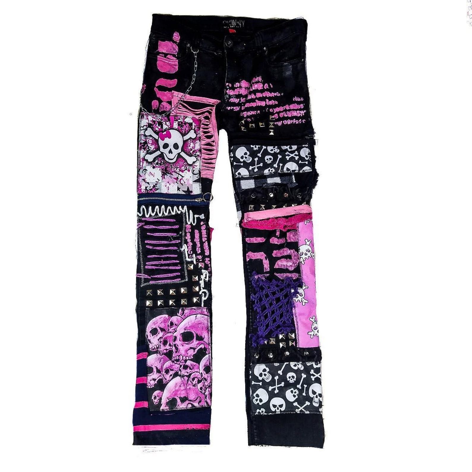 Unleash Your Dark Side Custom Goth Punk Skull Metal Y2K Emo Harajuku Kawaii Rock Crust Festival Pants
