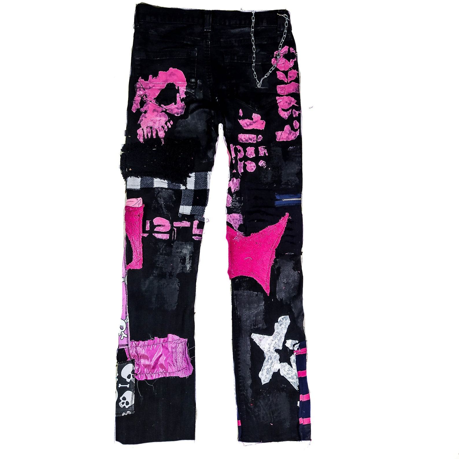 Unleash Your Dark Side Custom Goth Punk Skull Metal Y2K Emo Harajuku Kawaii Rock Crust Festival Pants