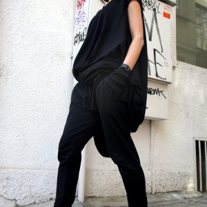 Unleash Your Inner Enigma Black Drop Crotch Harem Pants for Limitless Style