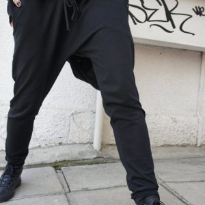 Unleash Your Inner Enigma Black Drop Crotch Harem Pants for Limitless Style