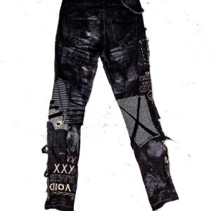 Unleash Your Inner Rebel Custom Handmade Punk Rock Goth Emo Metal Cyber Dark Ripped Crazy Weird Funky Crust Festival Jeans for the Vegan Cyber Warrior