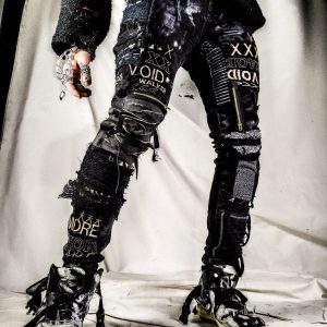 Unleash Your Inner Rebel Custom Handmade Punk Rock Goth Emo Metal Cyber Dark Ripped Crazy Weird Funky Crust Festival Jeans for the Vegan Cyber Warrior