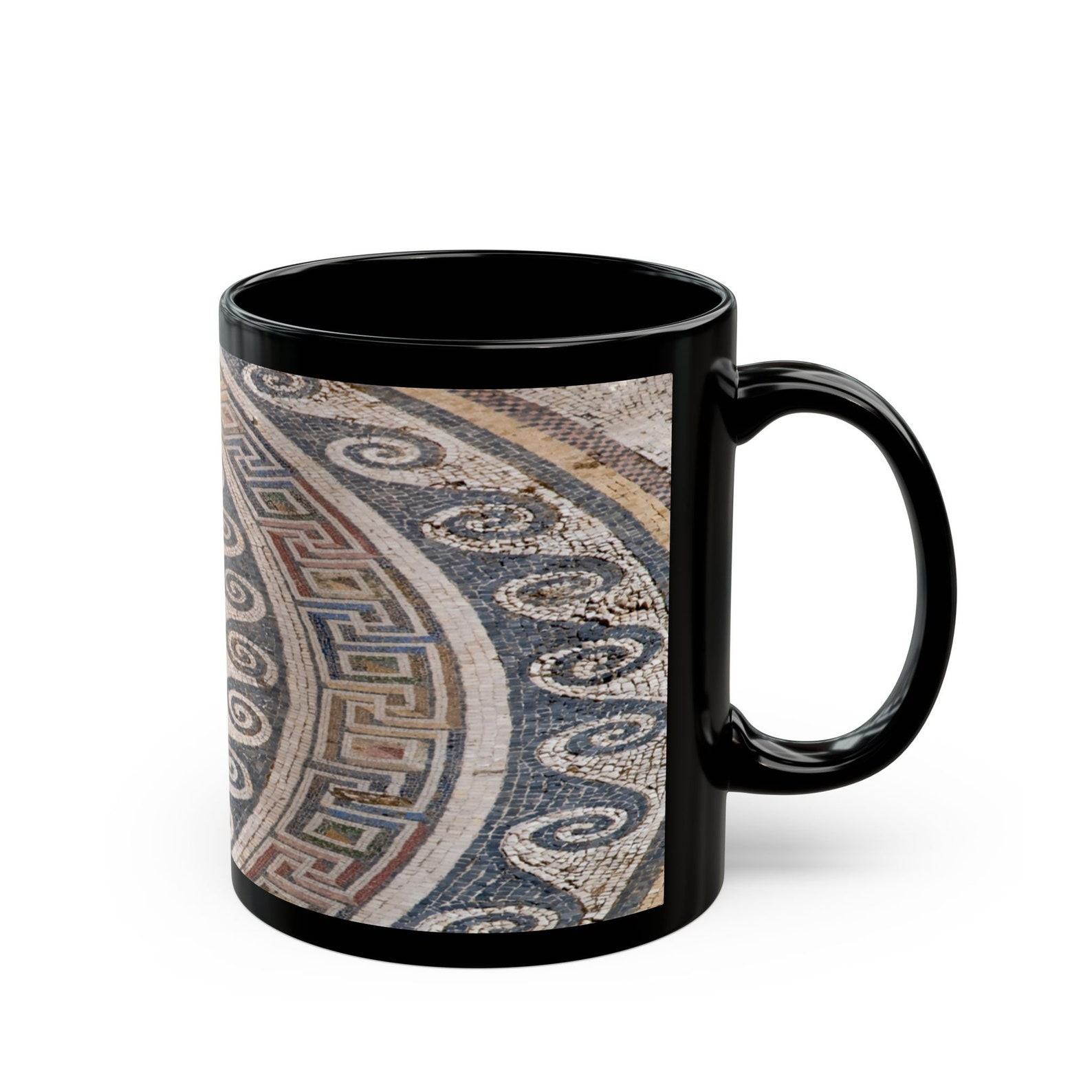 Unveil the Timeless Elegance Roman Mosaic Black Mug, A Masterpiece for Your Morning Ritual