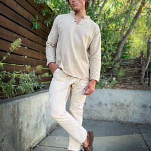 Unveiling the Epitome of Comfort and Style Men’s Woven Long Sleeve – 95% Natural Cotton for Unrivaled Elegance and Durability