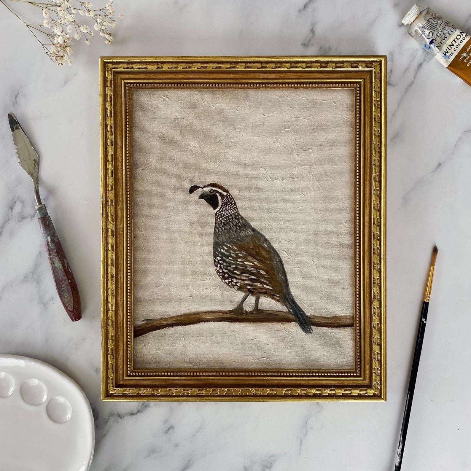 Unveiling the Rustic Charm Vintage Quail Oil Painting Print for Wildlife Enthusiasts