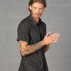Urban Streetwear Buzzworthy All Over Print Bee Hive Button Up Shirt for Men