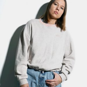 Vans Vintage Beige Sweatshirt 90s Oversized Athletic Jumper Pullover Crewneck Sport Sweater (Small S)